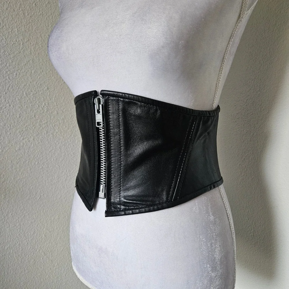 Stormy Leather San Francisco Black Leather Corset Belt Lace Up Zipper